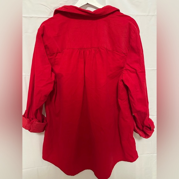 Red Button Front Blouse | Work Office Casual - Picture 3 of 8